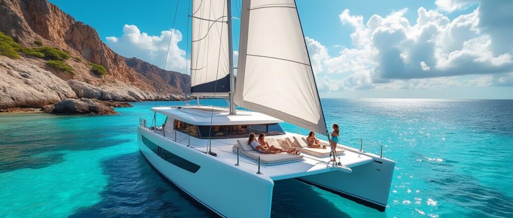 partez à l'aventure en crète avec christal sailing et vivez une croisière en catamaran inoubliable. explorez les paysages magnifiques, profitez d'expériences uniques et détendez-vous en mer méditerranée.